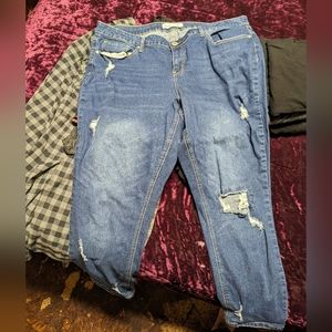 Size 20 skinny jeans with destruction.
